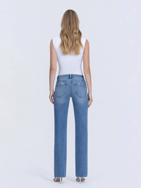 Mid Rise Straight Leg Jeans