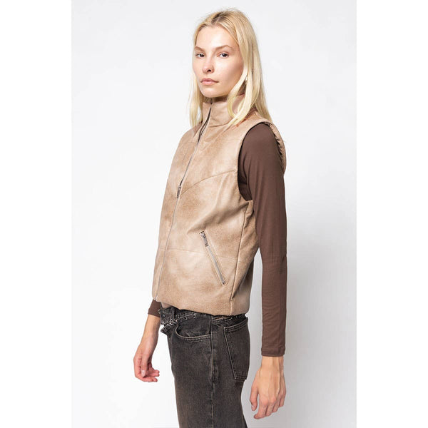 Vegan Leather Puffer Vest