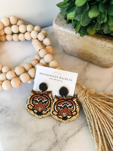 Tiger Beaded Earrings