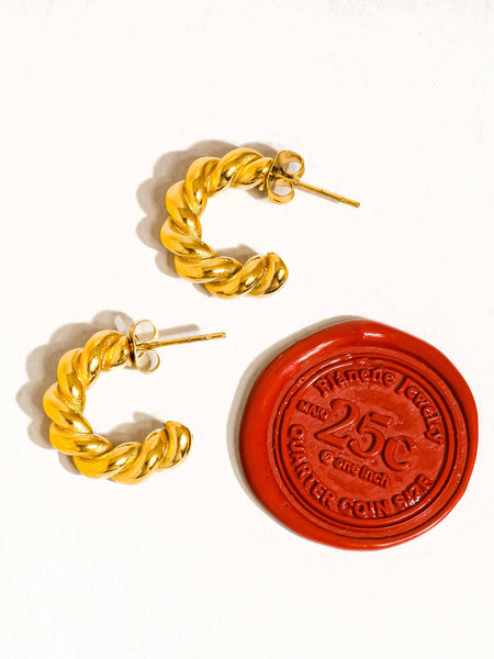 Brume Non-Tarnish Braided C Hoop Earring