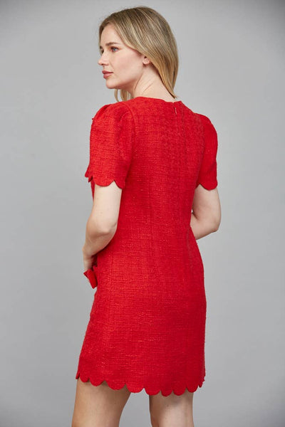 Scalloped Tweed Dress