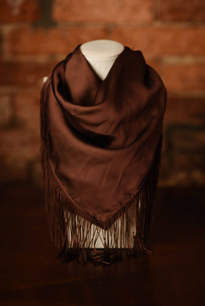 Solid Fringe Scarf: Chocolate Brown