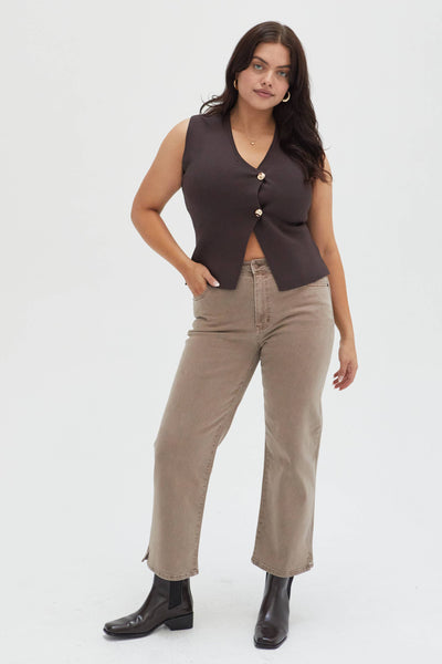 Addington Ankle Crop Mid Rise Jean, Brown