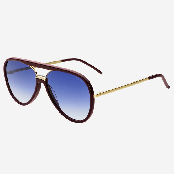 Shay Aviator Sunglasses: Burgundy