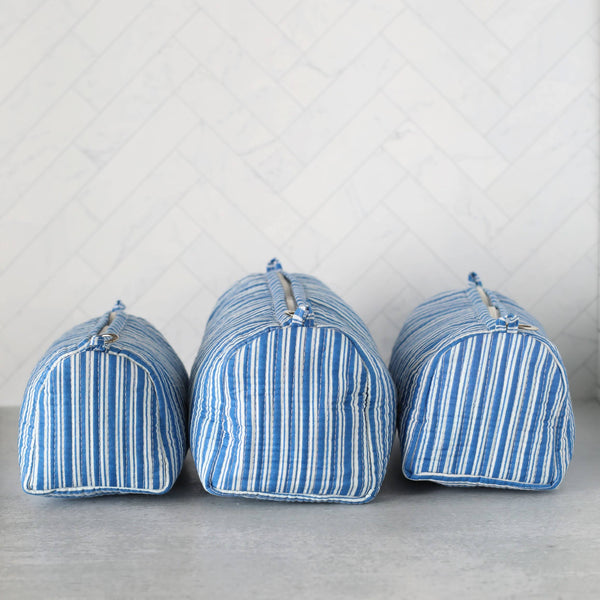 Cosmetic Bag Blue Stripe, Set of 3