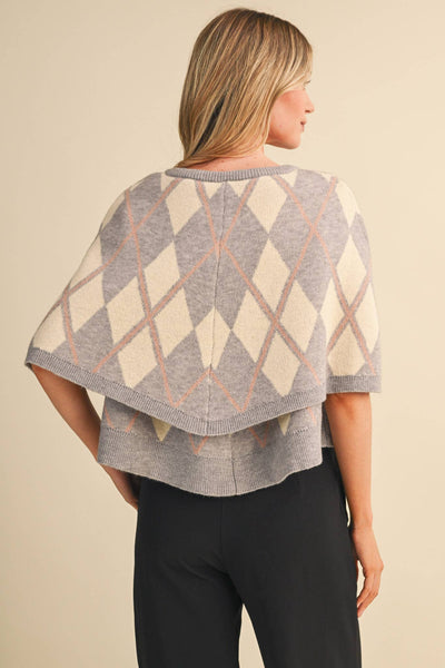 Grey Argyle Cardigan