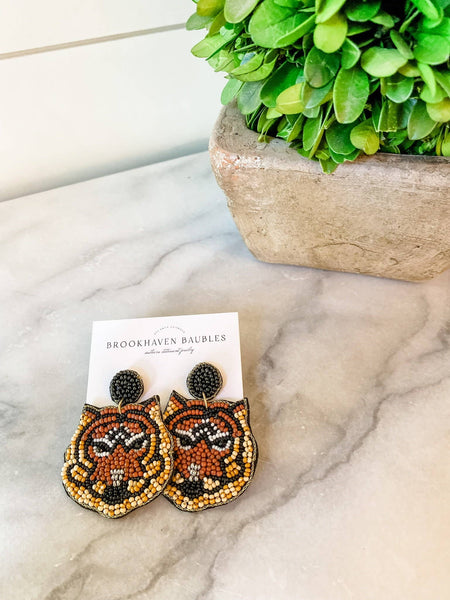 Tiger Beaded Earrings