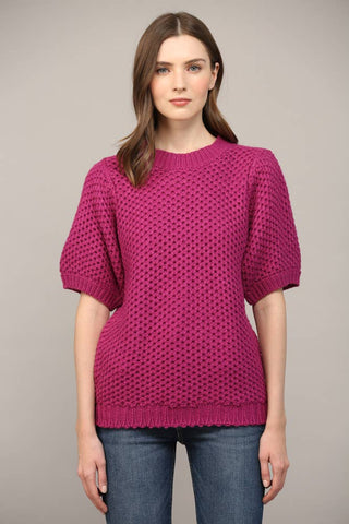 Berry Balloon Sleeve Sweater