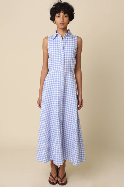 Gene Gingham Button-Front Maxi Dress