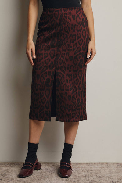 Leopard Print Midi Skirt