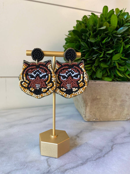 Tiger Beaded Earrings