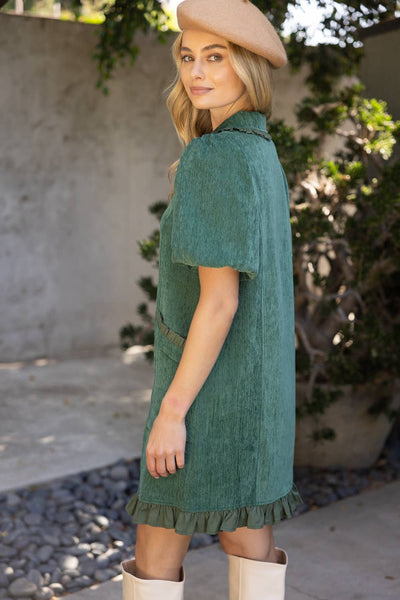 Hunter Green Ruffle Dress