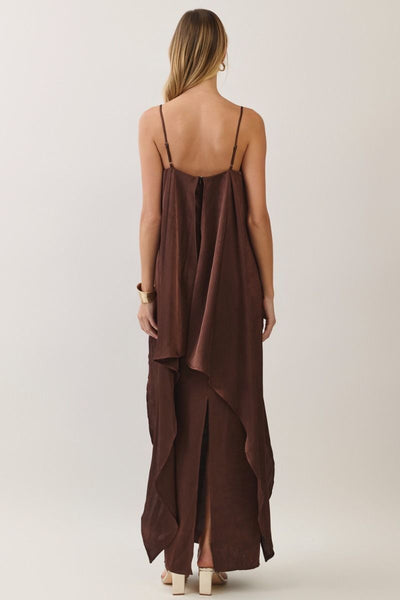 Midnight Mocha Satin Dress