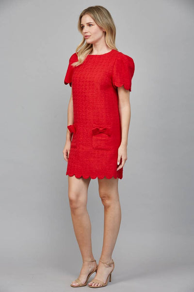 Scalloped Tweed Dress