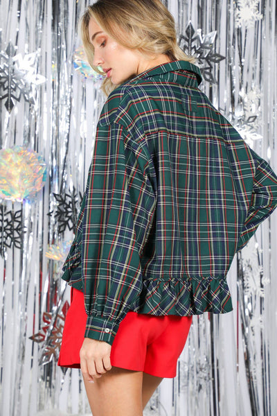 Tartan Peplum Top Arriving Monday