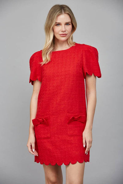 Scalloped Tweed Dress
