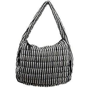Lulu Mac Gingham Puffer Quilted Handbag Black/White