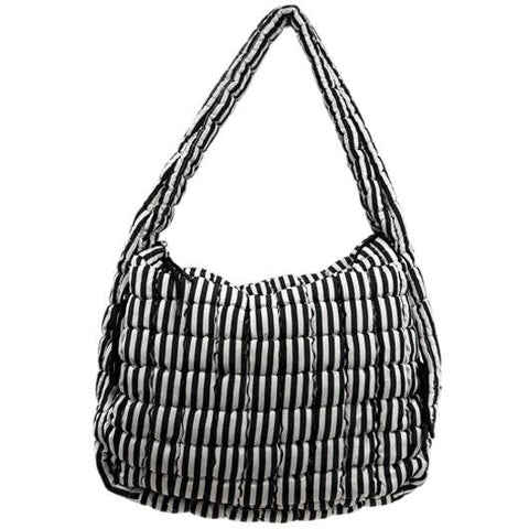 Lulu Mac Gingham Puffer Quilted Handbag Black/White