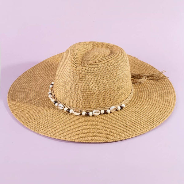 Beaded Cowrie Straw Hat KA