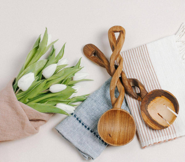 Creative Women - Olive Wood Spiral Salad Servers