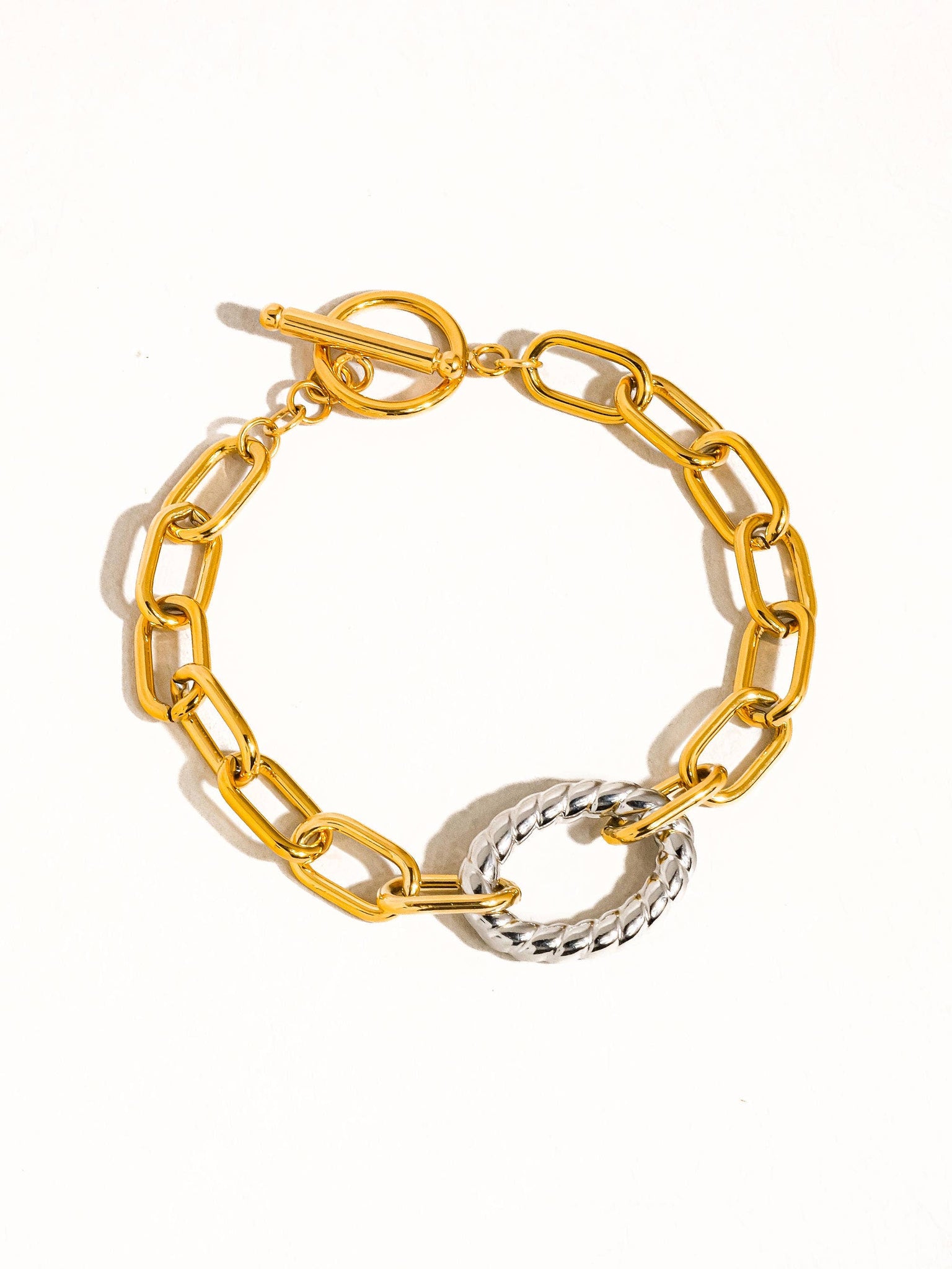 Henriette 18K Gold Non-Tarnish Two Tone Bold Chain Bracelet