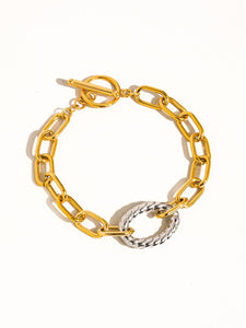 Henriette 18K Gold Non-Tarnish Two Tone Bold Chain Bracelet