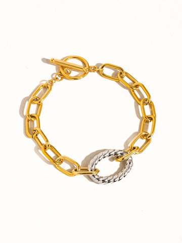 Henriette 18K Gold Non-Tarnish Two Tone Bold Chain Bracelet