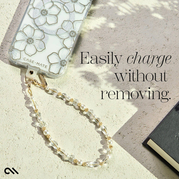 Case-Mate - Crystal Pearl Gold Phone Charm