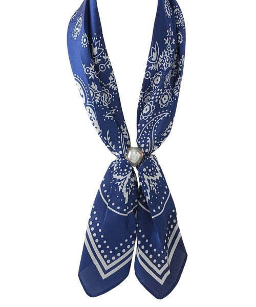 Navy Pearl Paisley Scarf