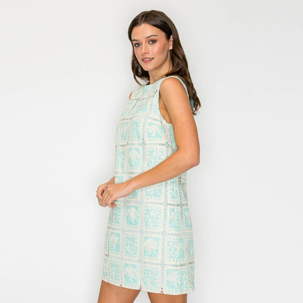 Mint Lace Patch Shift Dress