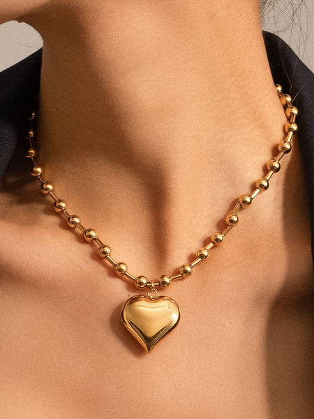 Paris 18K Gold Non-Tarnish Heart Chain Necklace
