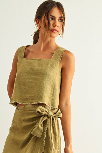 Olive Linen Tank