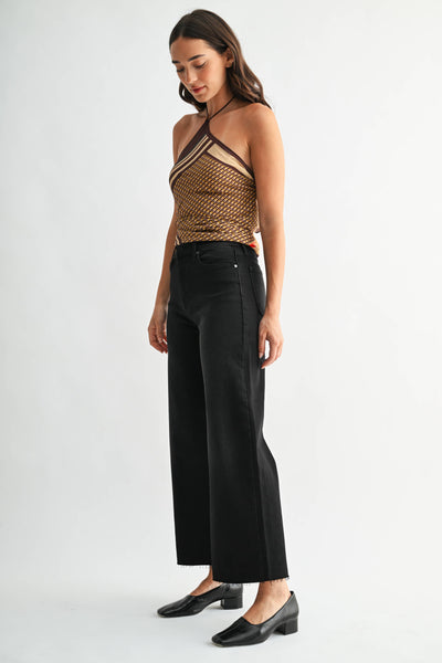 High Rise Scissor Cut Black Jeans