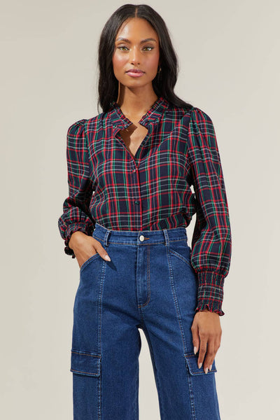 Miley Plaid Navy Top