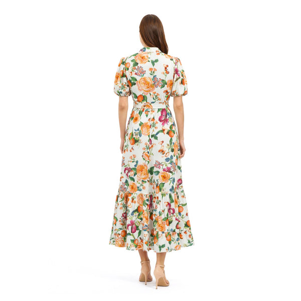 Tangerine Bloom Shirt Dress