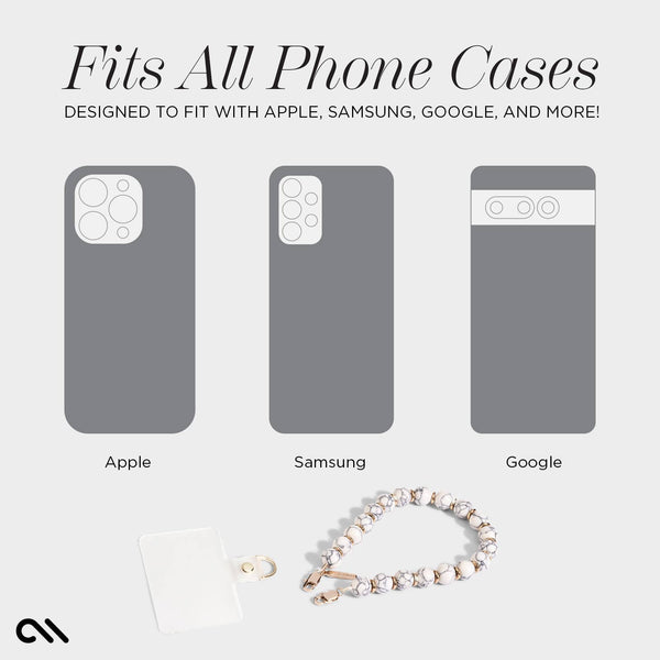 Case-Mate - Beaded White Marble Phone Charm Wristlet