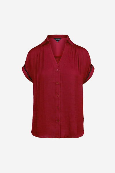 Crimson Red Whipstitch Blouse