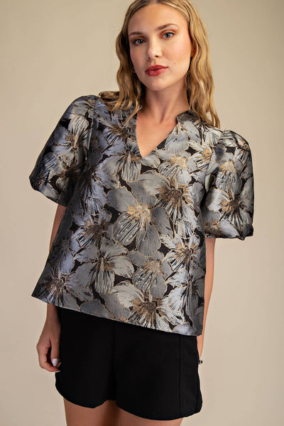 Gilded Garden Top in Black