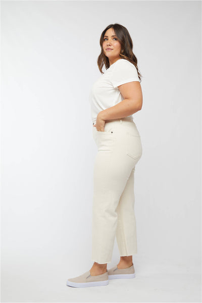 Aberdeen Ecru Ankle Crop High Rise Jean