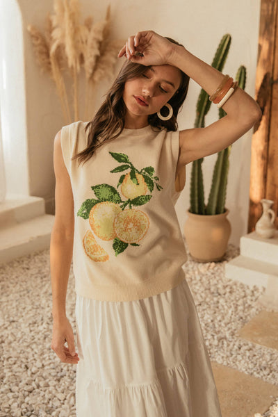 Citron Intarsia Knit Sweater