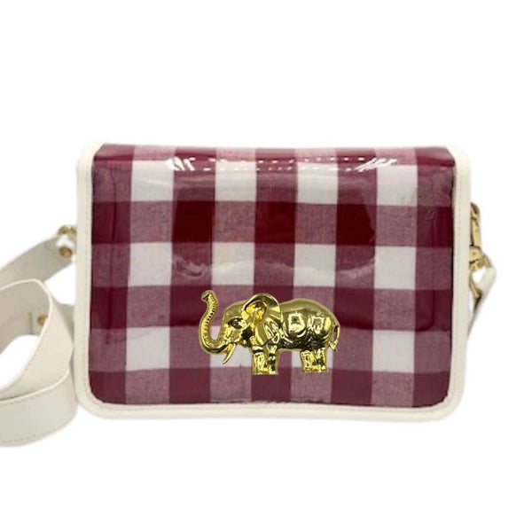 Garland Bags - Maroon Check Clear Gameday Stadium Bag w/ Elephant