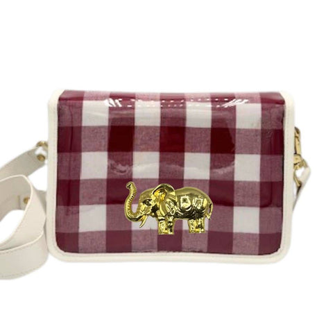 Garland Bags - Maroon Check Clear Gameday Stadium Bag w/ Elephant