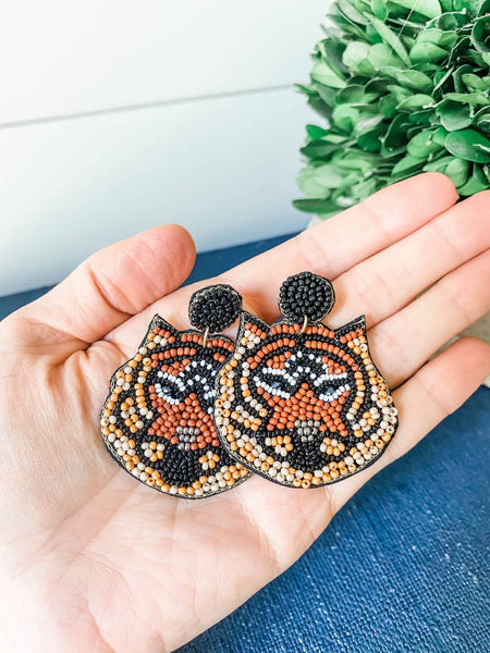 Tiger Beaded Earrings