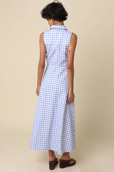 Gene Gingham Button-Front Maxi Dress