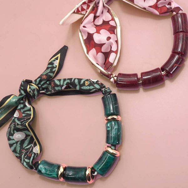 Green Marble Scarf Necklace