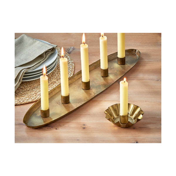 Cinco Taper Candle Holder Tray - Antique Brass