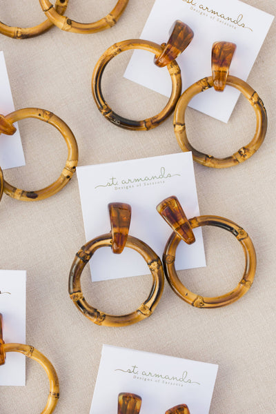 Dark Bamboo Drop Earrings