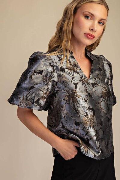 Gilded Garden Top in Black