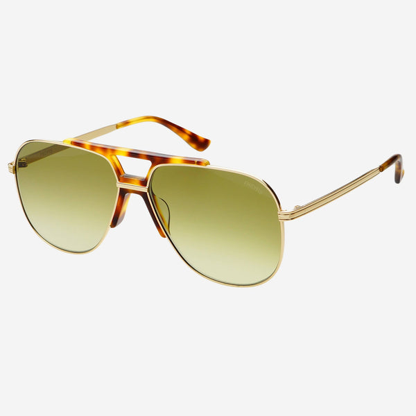 Logan Aviator Sunglasses: Gold / Fade Green