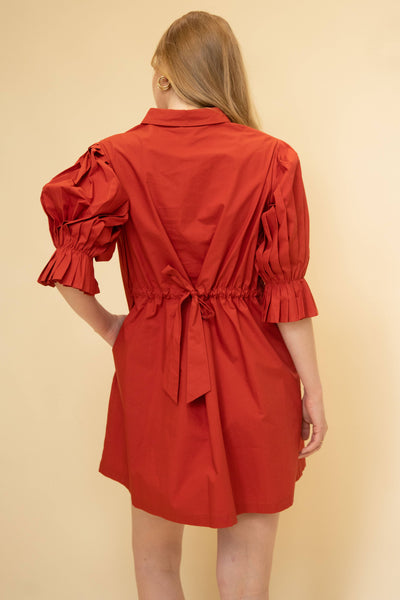 Cherry Red Poplin Dress